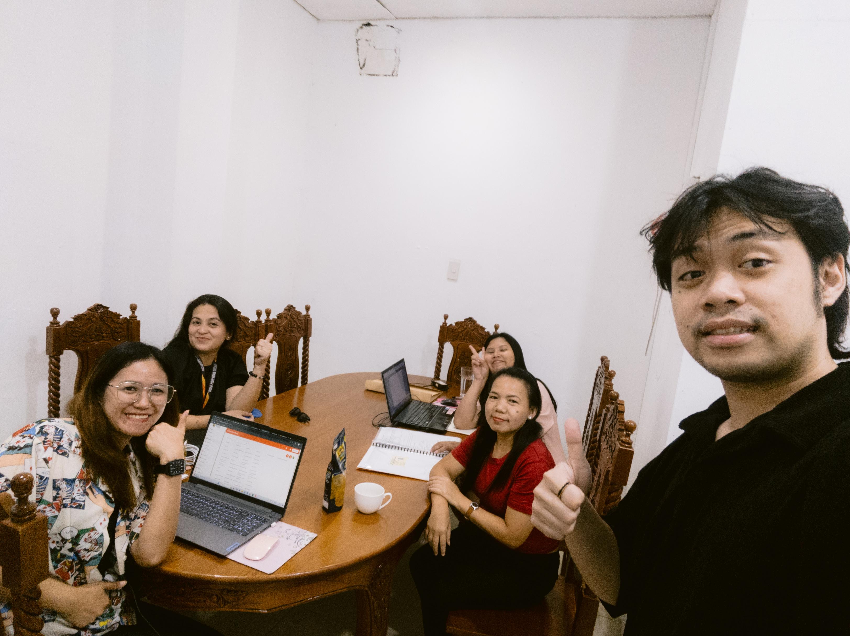 Development team working with clients on system requirements